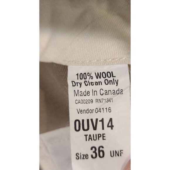 LL Bean Wool Pants Dress Trousers Mens 36x28 Taupe Brown Straight Pleated Canada - Picture 9 of 13